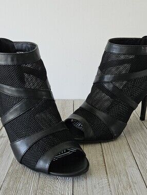 Rampage Maven Size 9 Black 3" Mesh Top Ankle Boots High Heeled Shoes with Zipper